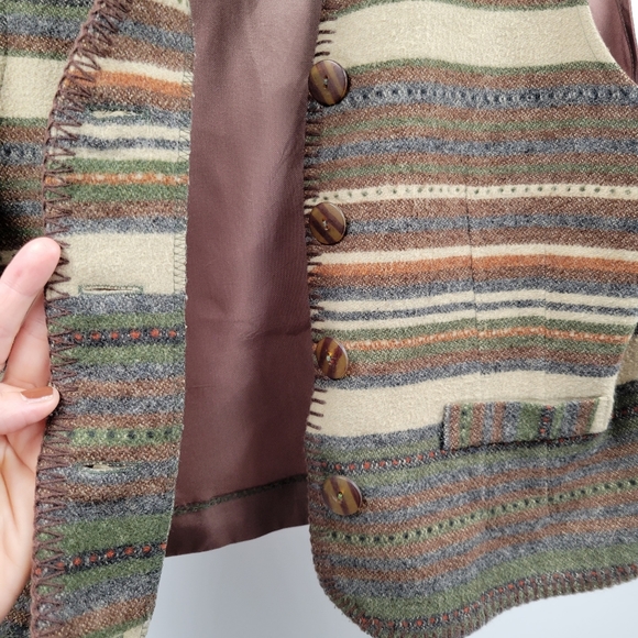 VINTAGE 90s FIRST OPTION Button Front Vest Brown - Picture 6 of 15